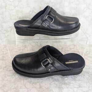 Clarks Patty Lorene Navy Leather Mules Clogs – Women’s 8.5M